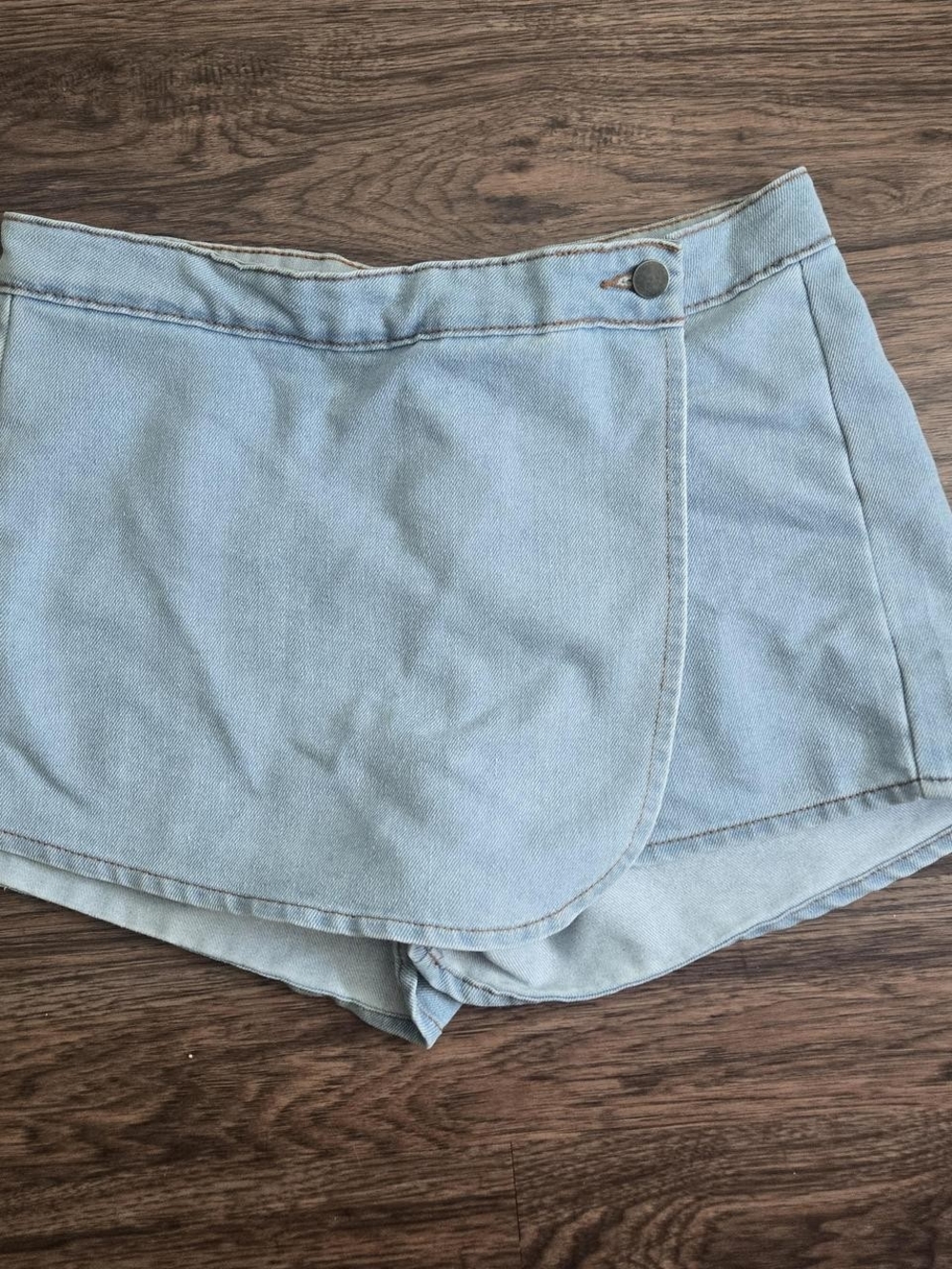 Light Wash Denim Wrap-Front Women’s Shorts